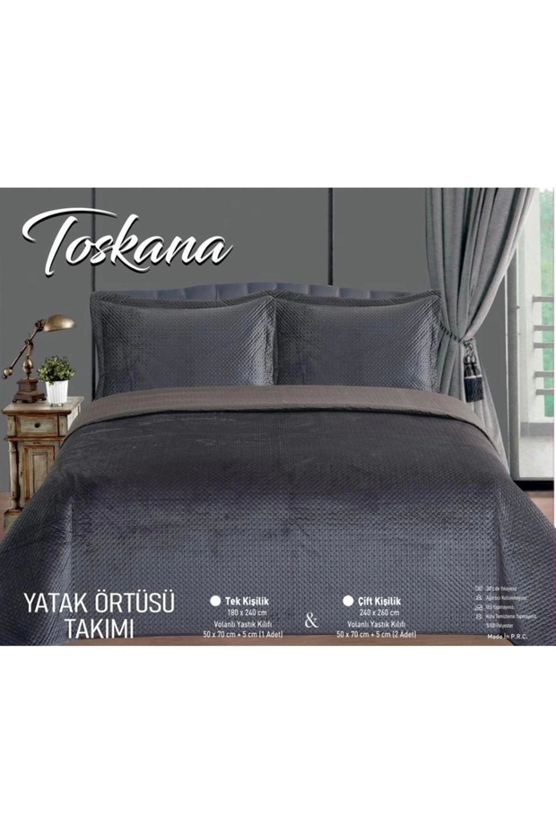 Nivemeshome Yatak Ötüsü Tek Kişilik 180x240 Antrasit Toskana - 6