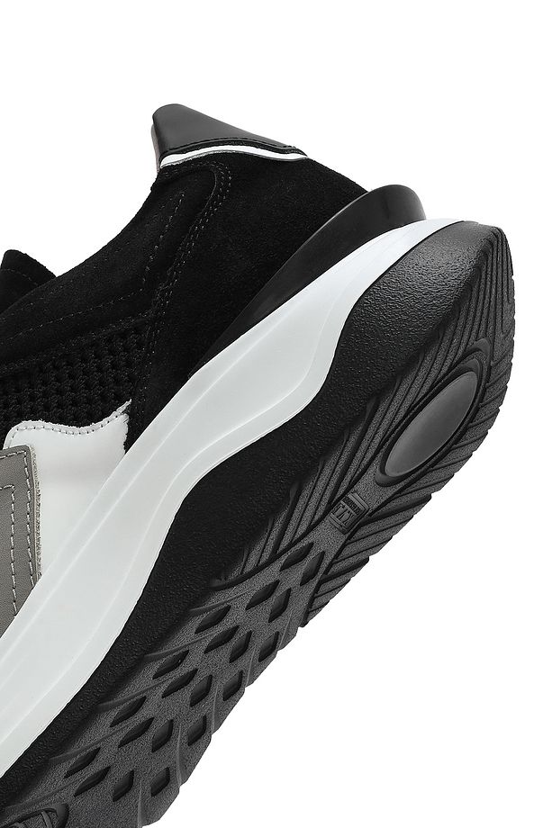 Erkek Siyah Bağcıklı Kalın Tabanlı Deri Sneaker 25SFD795014 - 8