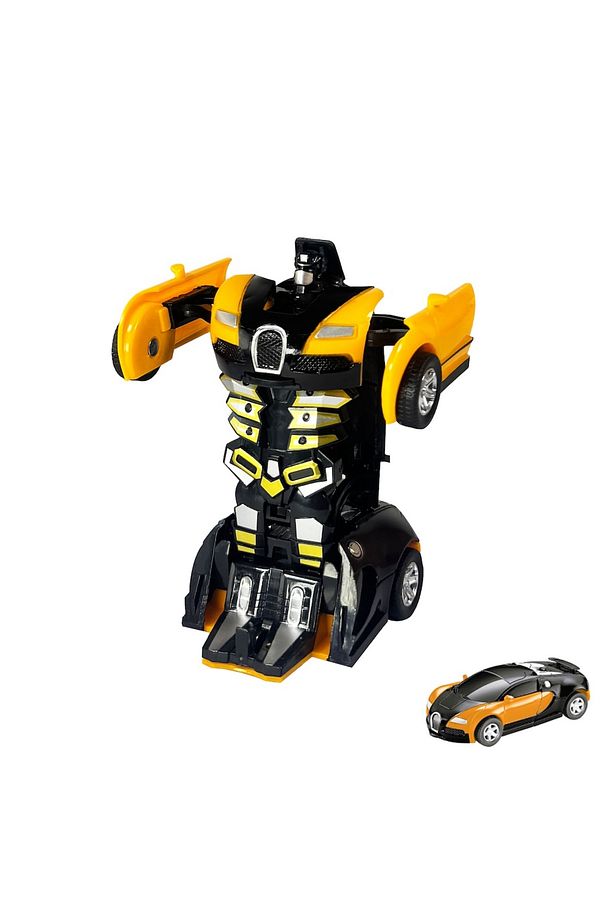 Transformers Robot Çek Bırak Kendiliğinden Robota Dönüşen Bugatti Araba Sarı - 1
