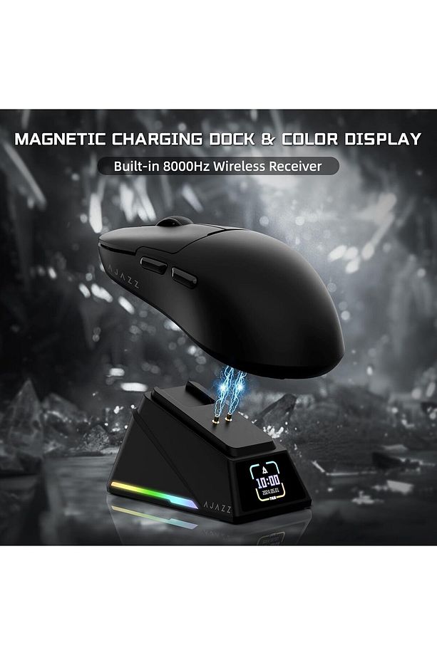 AJ159 APEX 8K Oyun Mouse, 3 Modlu TFT Ekranlı Manyetik Şarj İstasyonu,PAW3950 Sensör, 56 Gram - 7