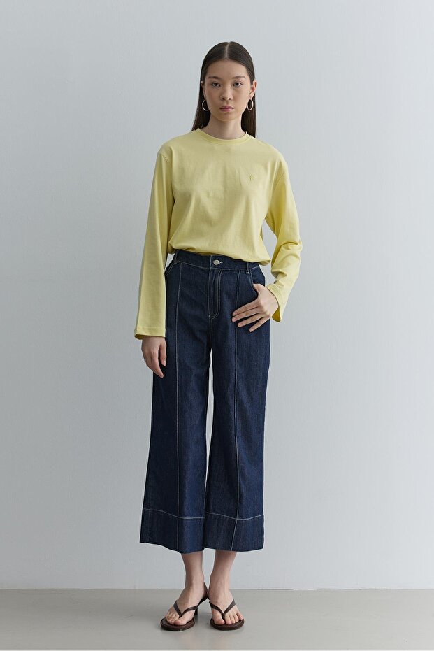 Uzun Kollu Basic Sweat Sarı - 5