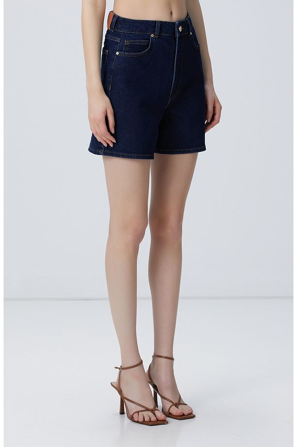 Lacivert Kısa Denim Şort - 4