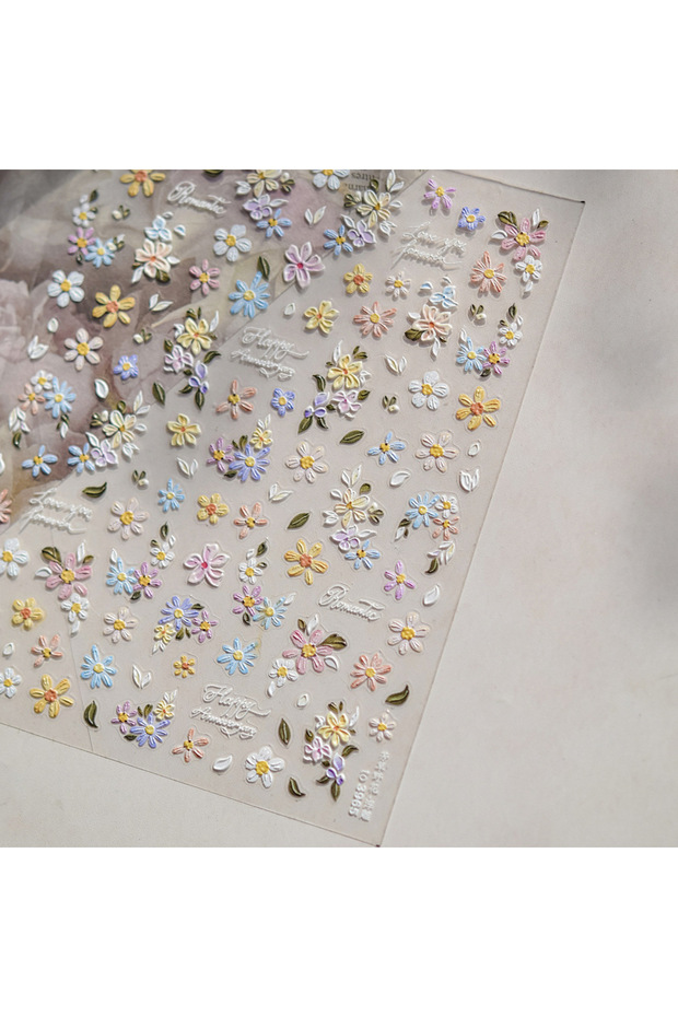 1pcs Wild Daisy Crystal Diamond Nail Sticker 5D Adhesive Flower Trendy Nail Art Stickers DIY Nail Ar