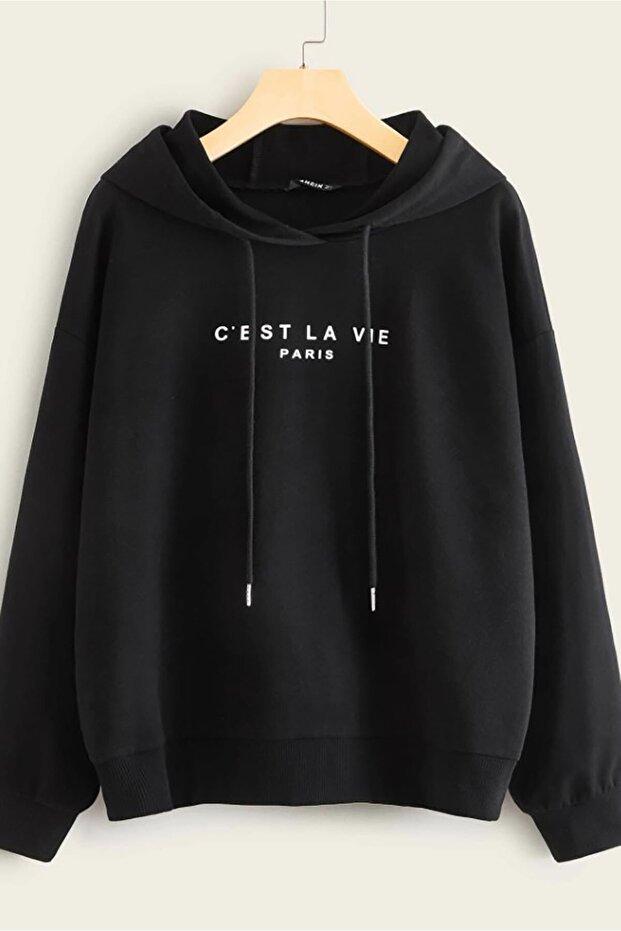 Mad Girls Black Hooded Sweatshirt Mg828