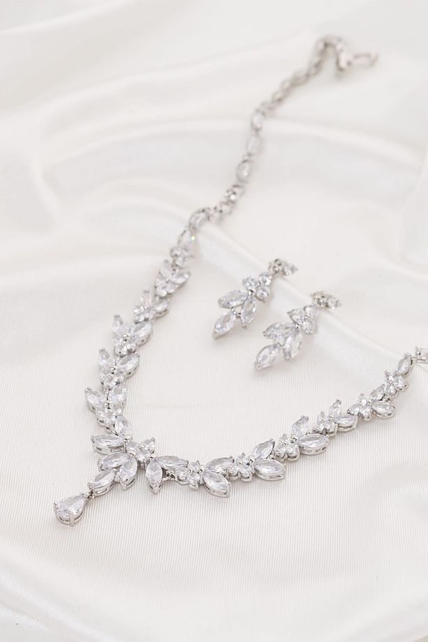 Grace Min Zirkon Taşlı Takı Seti Kolye Küpe Hediye Set Düğün Takı Seti - 6