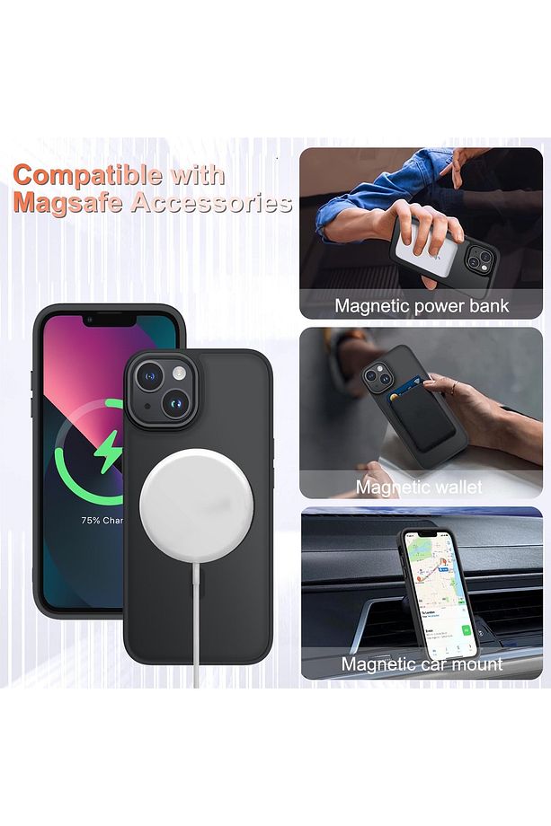 İphone 13 Ve 14 Uyumlu Kılıf Mat Magsafe Şarj Özellikli Yumuşak Renkli Kapak +Ekran Koruyucu Cam Set - 6
