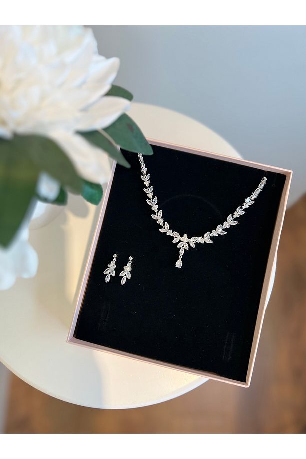 Grace Min Zirkon Taşlı Takı Seti Kolye Küpe Hediye Set Düğün Takı Seti - 8