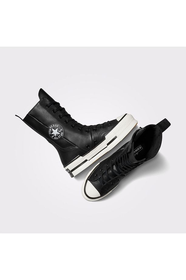 Chuck 70 Plus Unisex Siyah Deri Platform Sneaker - 6