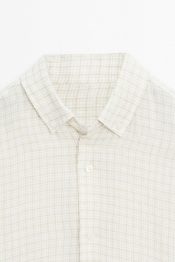 %100 keten regular fit gömlek - 6