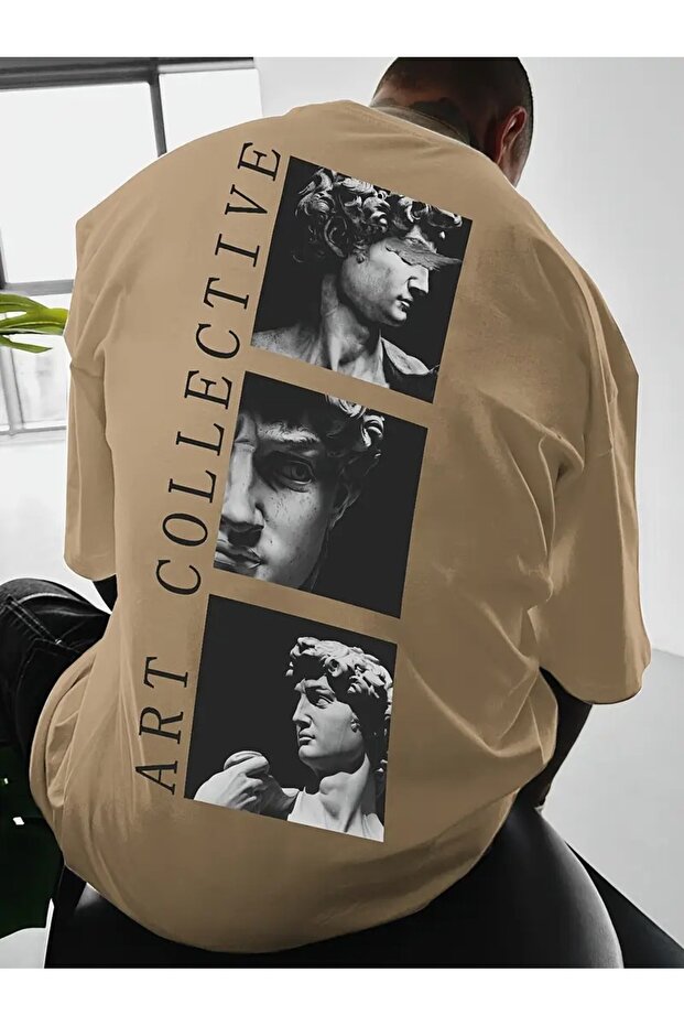 Street Style Loose Fit T-Shirt for Men, Unique Back Print - Breathable Polyester,