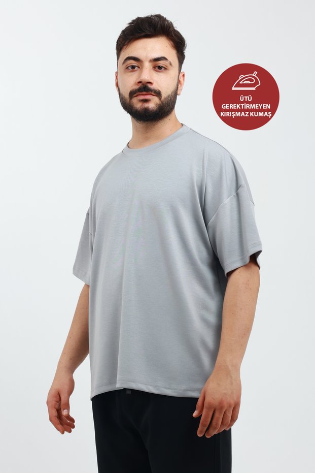 Men's Oversize Modal Fabric Vibrant Non-Fading Color Silky Soft T-Shirt Basic T-Shirt Loose Fit