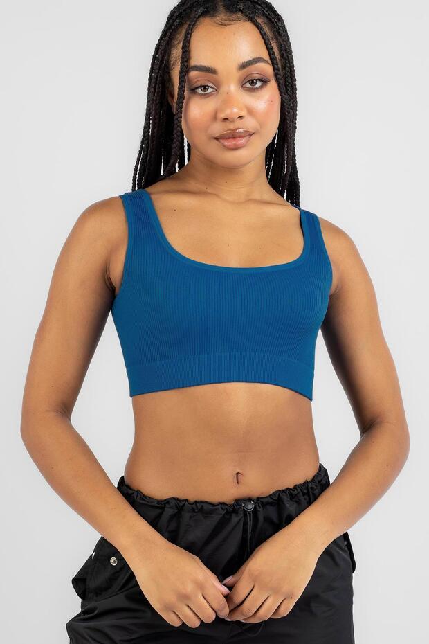 Saks Strap Basic Crop Top Blouse Mg1757 - 1
