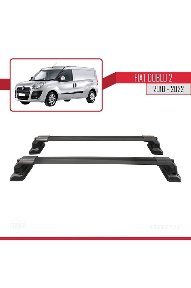 Fiat Doblo 2 2010-2022 Arası ile Uyumlu ACE-3 Ara Atkı Tavan Barı Siyah 2 Adet - 4