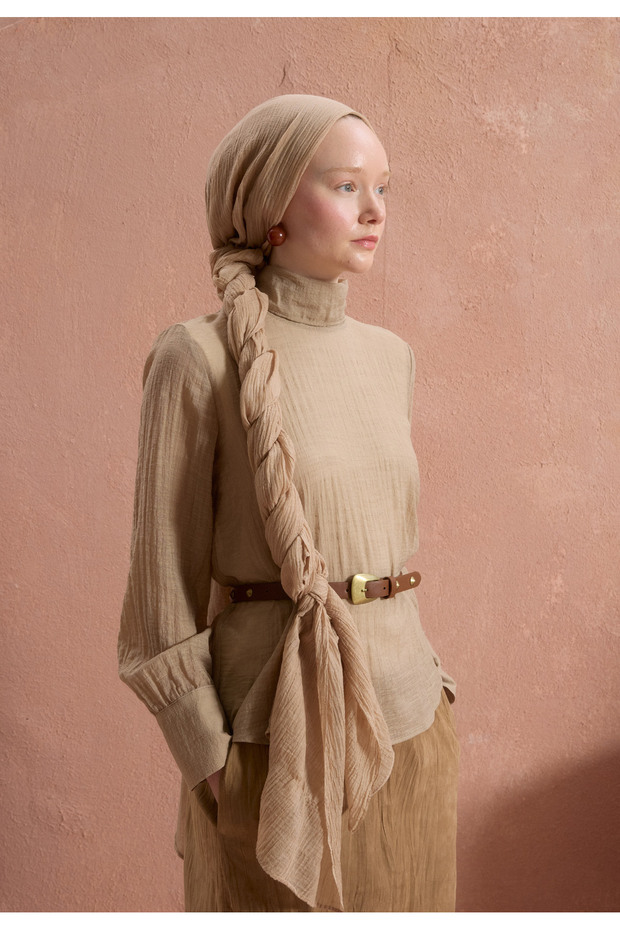 شال مودال مربعات رملي - 5