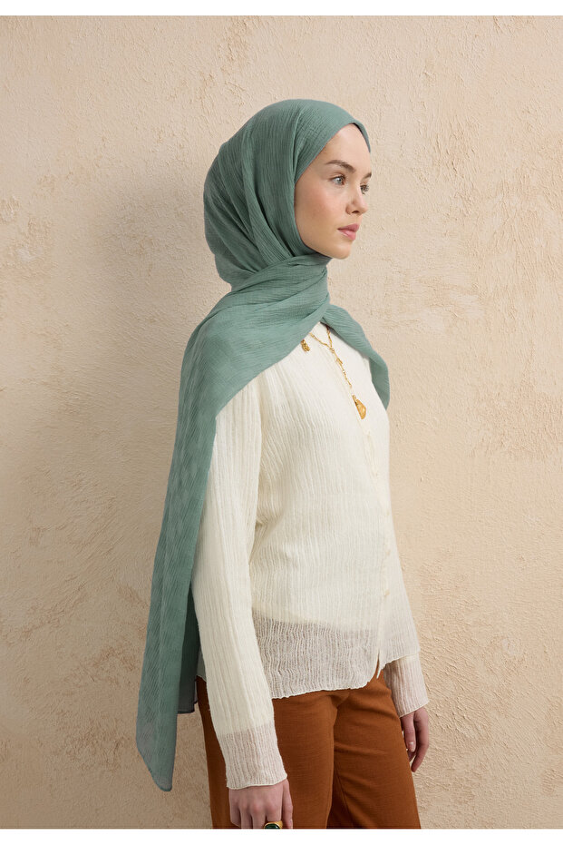 Modal Checkered Shawl Ocean - 1