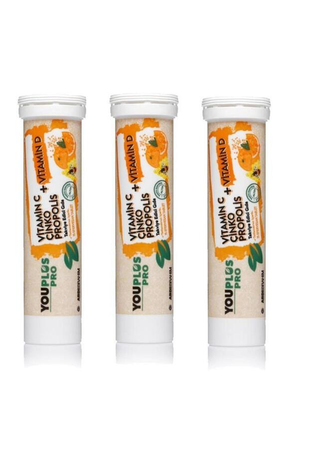 Youplus Pro Vitamin C D Zinc Propolis 15 Effervescent Tablets 3 Pieces
