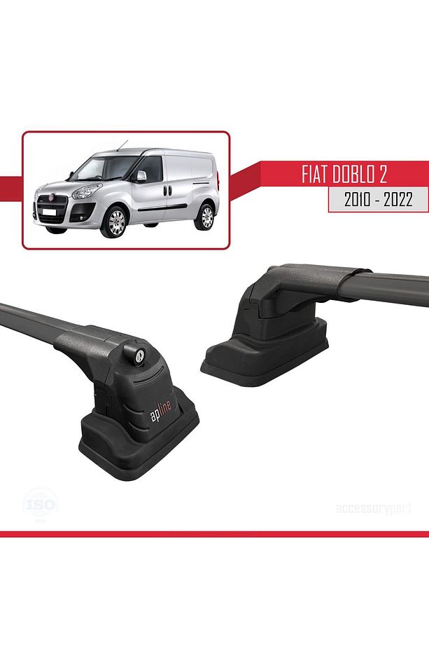 Fiat Doblo 2 2010-2022 Arası ile Uyumlu ACE-3 Ara Atkı Tavan Barı Siyah 2 Adet - 1