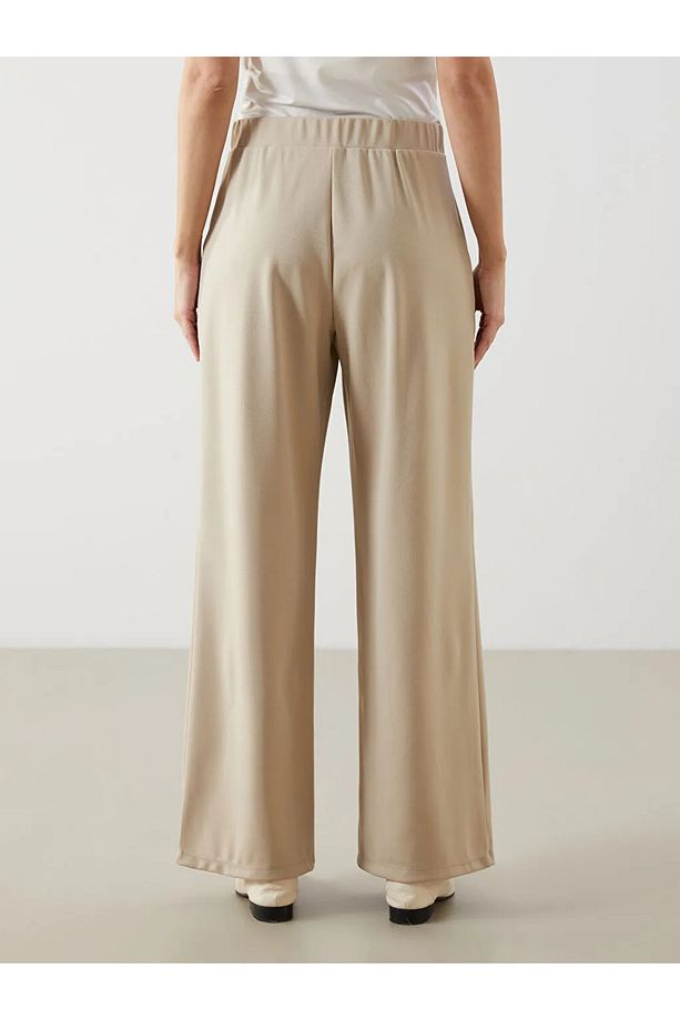 LCW Vision Bej Loose Fit Krep Kadın Pantolon - 4