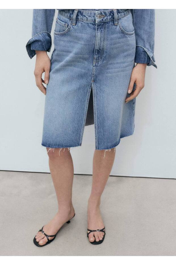 Midi boy denim etek - 6