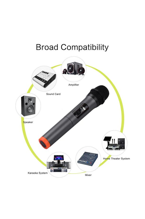 Amfi Kablosuz Bluetooth Karaoke Mikrofon 2 li set Jack Ve Aux Girişli Cihazlara Amfilere Uygun - 3