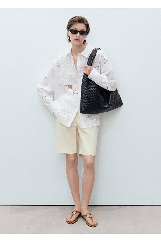 İşlemeli geniş kesim gömlek - 2