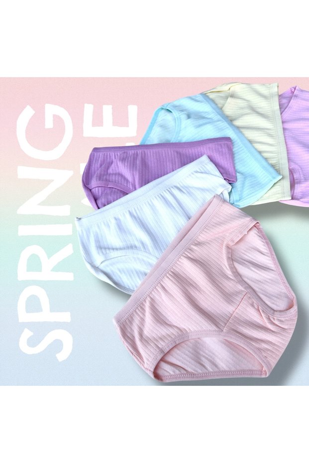 Pack of 6 Girls Pastel Color Ribbed Panties