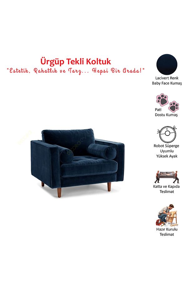Ürgüp Tekli Koltuk Berjer 90 Cm Genişlik 90 Cm Derinlik - 5