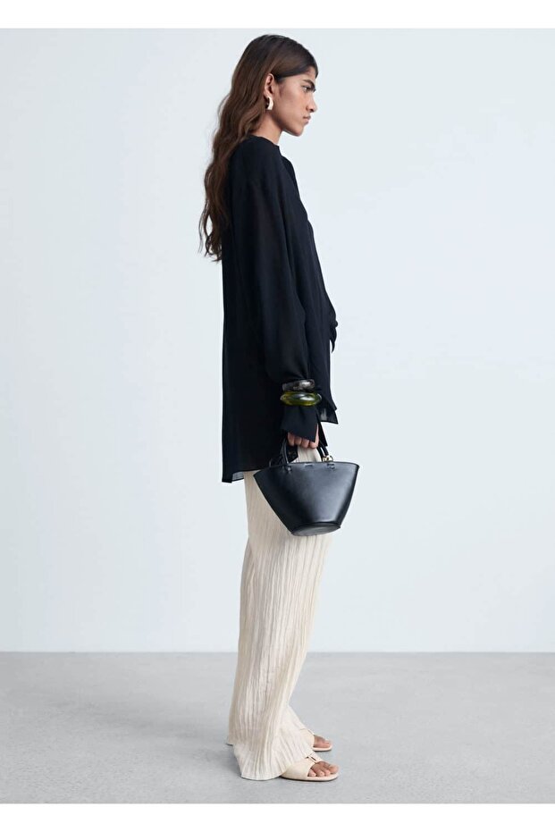 Pileli düz pantolon - 7