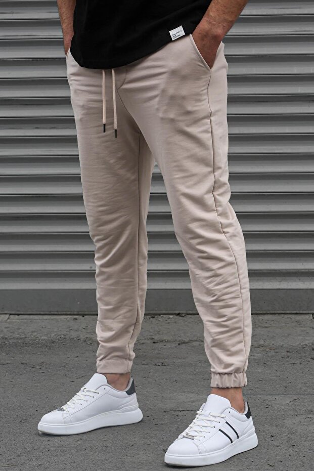 Bej Basic Paçası Lastikli Erkek Eşofman 5494 - 2