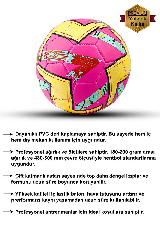 Profesyonel 2 Numara Tpu Deri Kaplama 200gr Hentbol Topu Soft Touch Handball Dikişli İdman/Maç Topu - 3