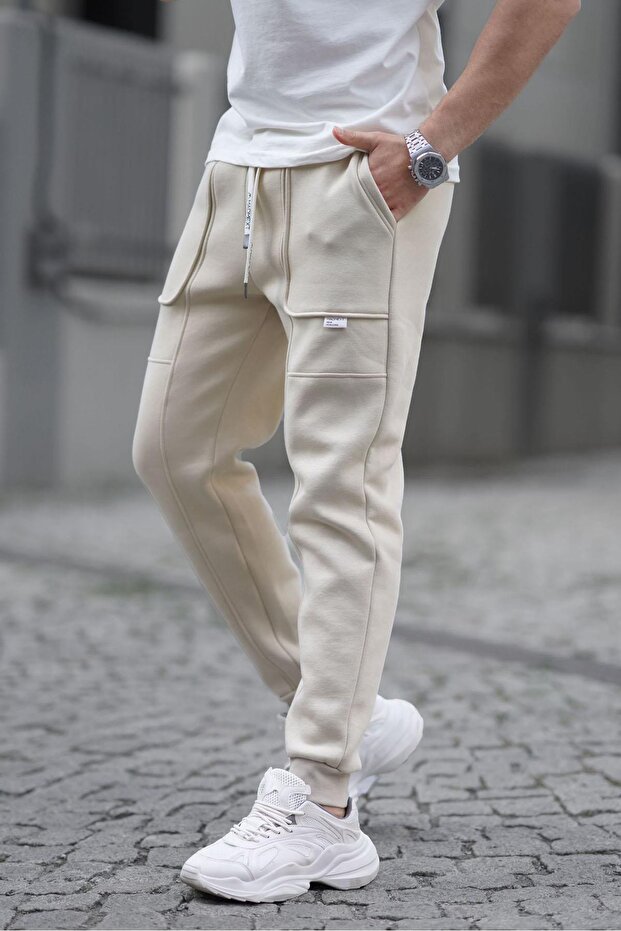 Bej Kargo Cep Basic Eşofman Altı 6527 - 1