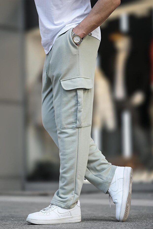 بنطال رياضي أساسي باللون الأخضر - جيب شحن بخصر قابل للتعديل 6552 - 2