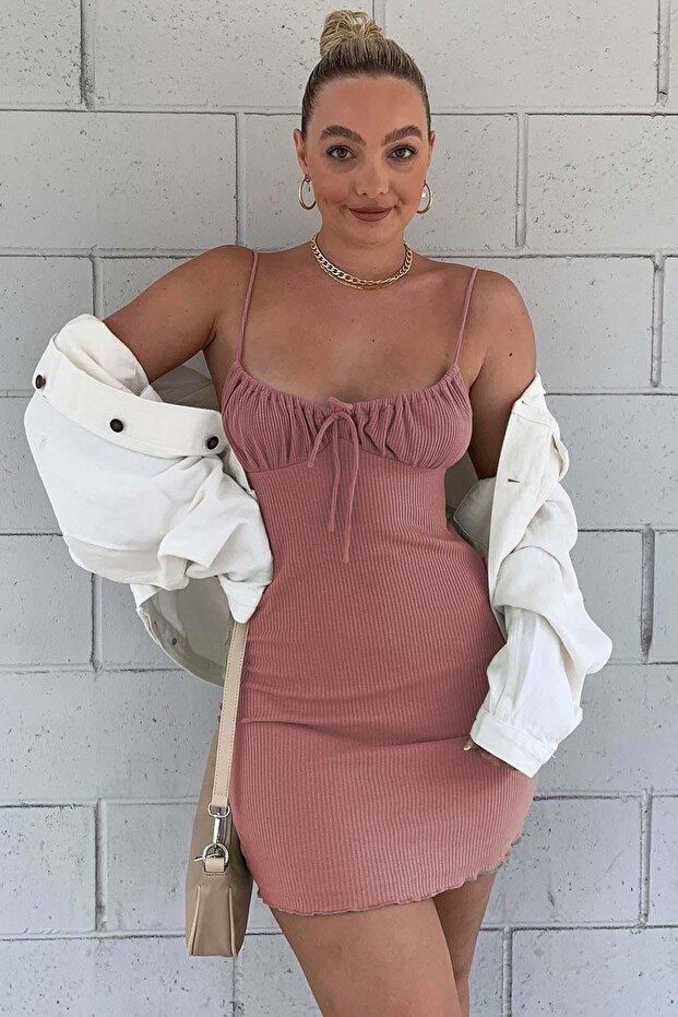 Pink Strappy Mini Dress Mg1404
