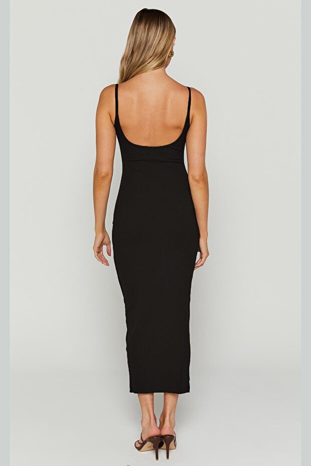 Siyah Askılı Kaşkorse Basic Elbise mg1984 - 3