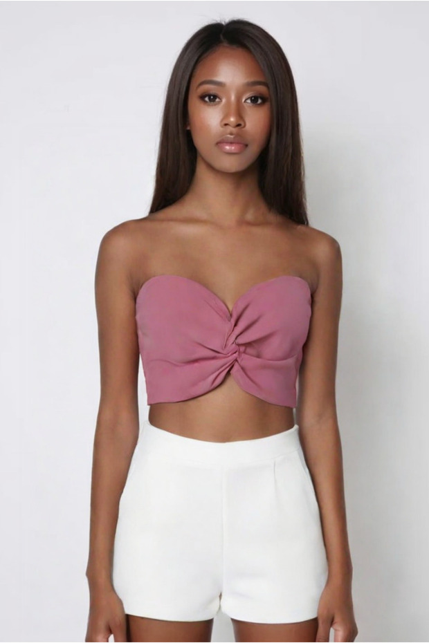 Powder Sandy Knot Crop Top Bustier