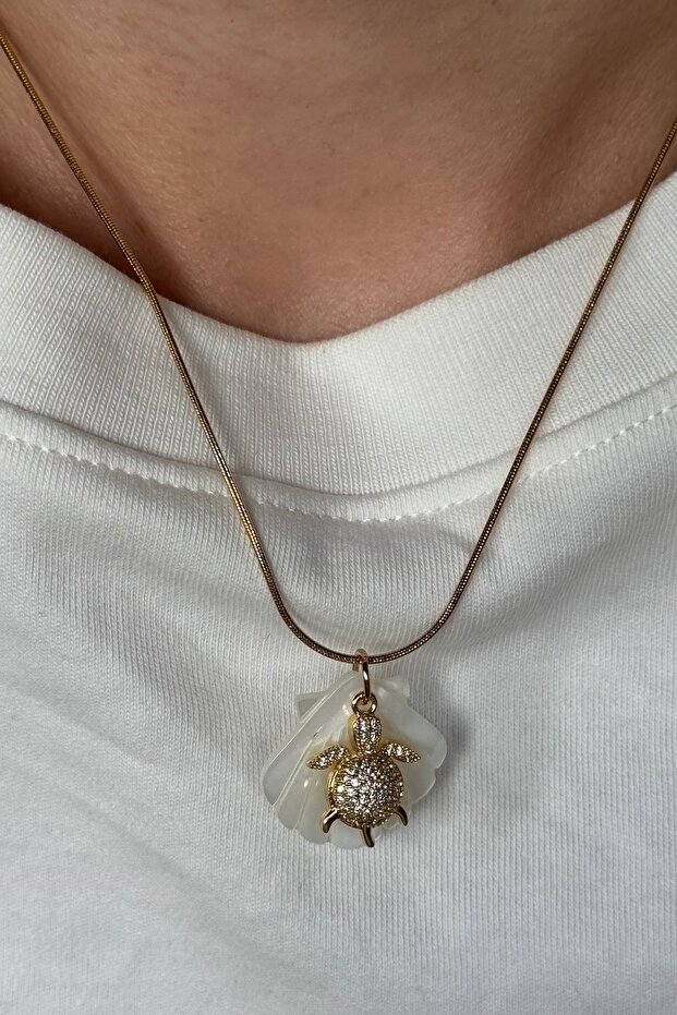 Turtle Lost in Sea Çelik Kolye - 1