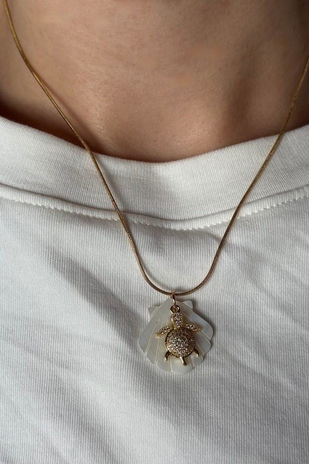 Turtle Lost in Sea Çelik Kolye - 4