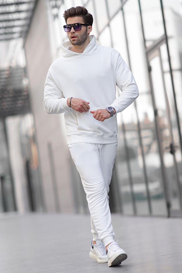 Ekru Kapüşonlu Basic Eşofman Takımı 5928 - 2