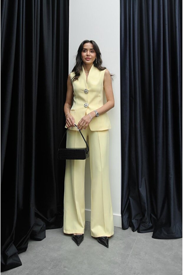 Light Yellow London Vest Trousers Set