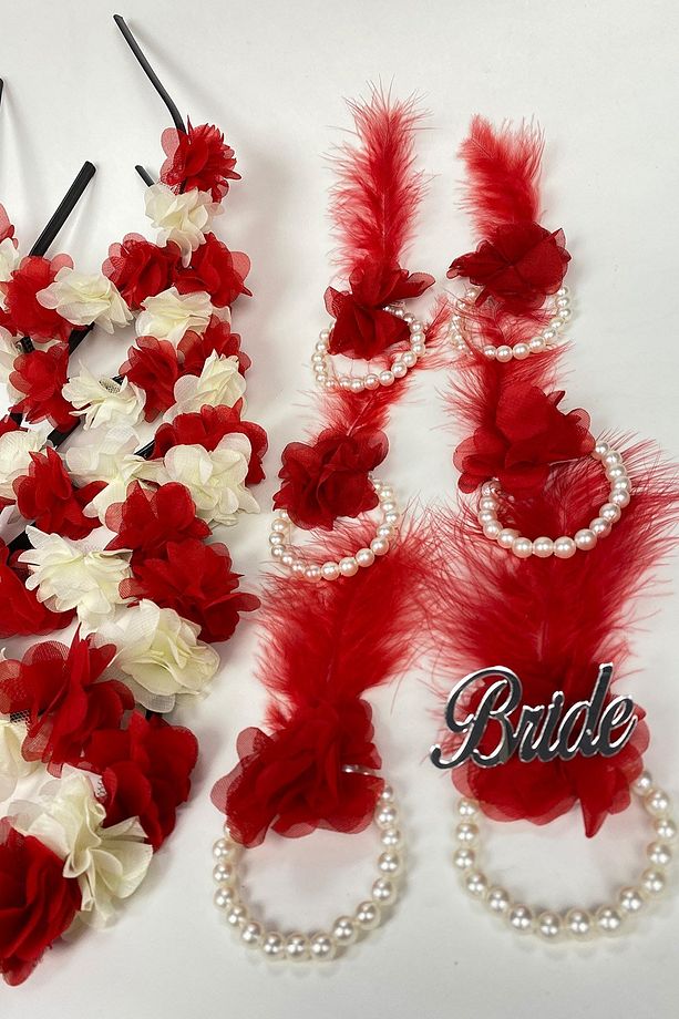 Bride Nedime Tacı Ve Nedime Bilekliği Seti 6 Adet Taç 6 Adet Bileklik Seti - 2