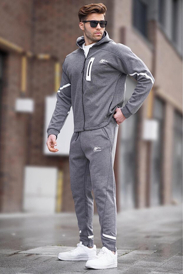 Kapüşonlu Antrasit Erkek Eşofman Takımı 6813 - 2