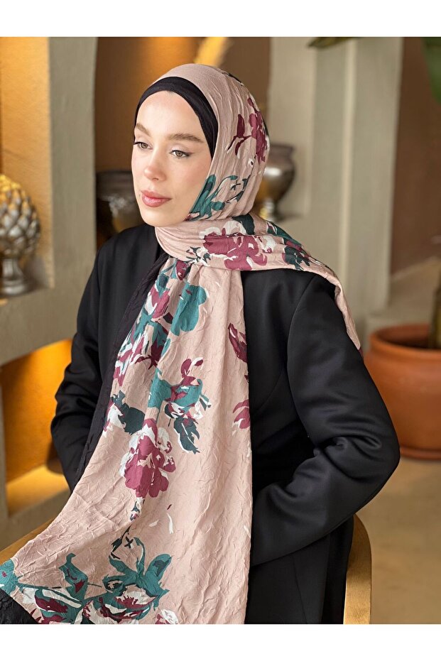 Gül Harmanı Desen Bambu Şal - 1