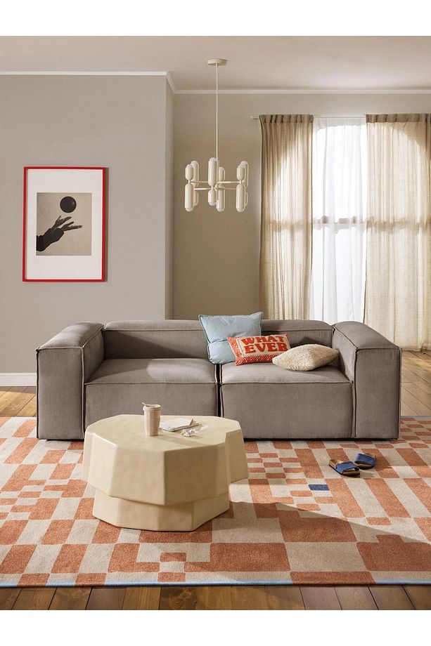 Frida 2 Modüler Ikili Kanepe Koltuk, Fitilli Sütlü Kahve 210x210 - 1
