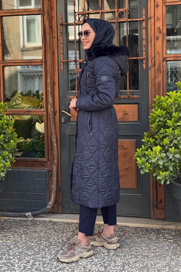 Fermuar Detaylı Kapitoneli Anorak Mont Ka-a24-27309 Koyu Lacivert - 2