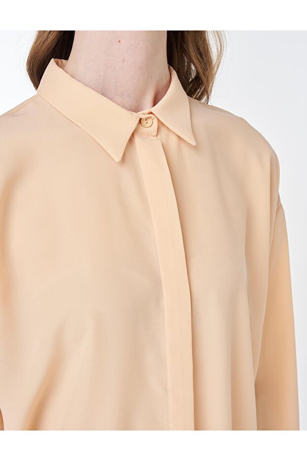 Basic Gömlek Yaka Tunik Somon - 7