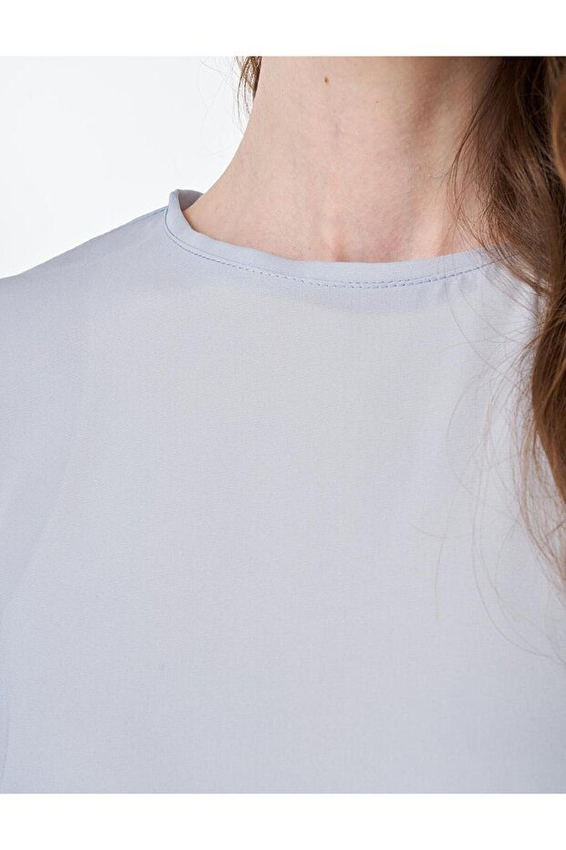 Sıfır Yaka Basic T-Shirt Açık Mavi - 7