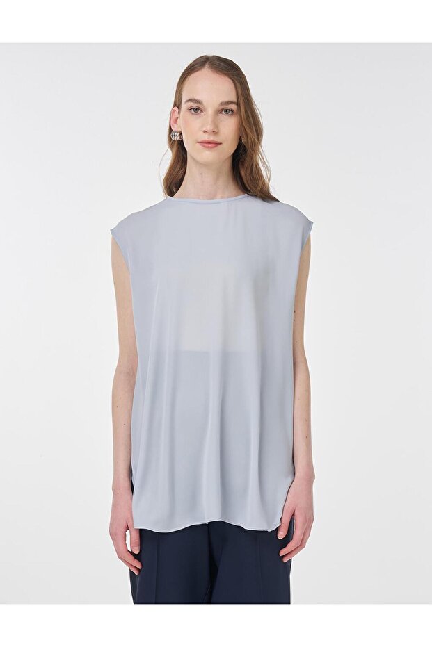 Sıfır Yaka Basic T-Shirt Açık Mavi - 1