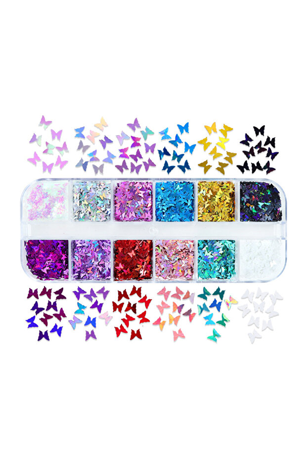 1 pcs Holographic Laser Butterfly Nail Charms Flake Sparkly Golden Silvery Glitter Sequins Nail Supp