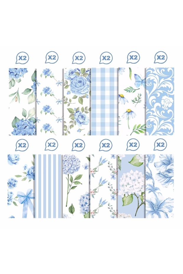 WW119-24pcs 24pcs Blue Hydrangea Floral Scrapbook Paper Party Gifts Decorative Packing Craft Wrappi