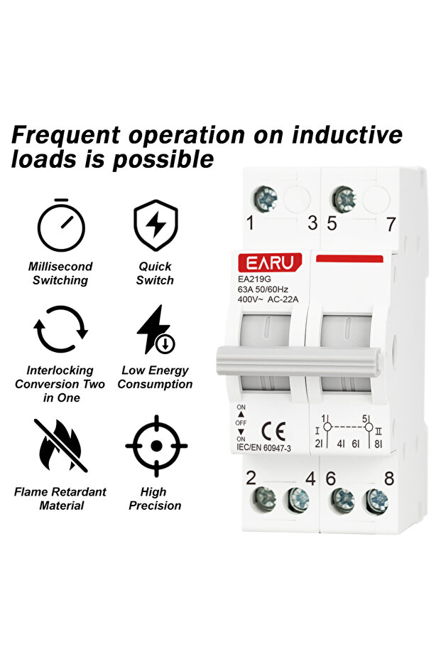 2P 63A Din Rail 1P 2P 3P 4P 40A 63A Modular MTS Dual Power Manual Transfer Switch AC Isolating Disco - 4